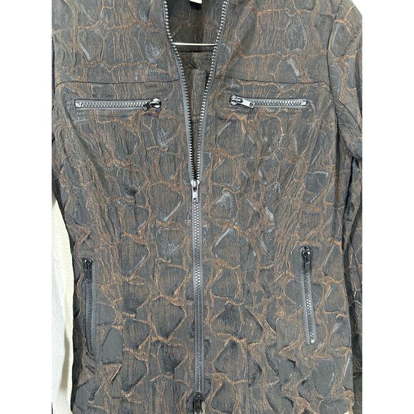 VTG Y2K Cache Luxe 2 Pc Low Rise Flare Pants (2) Zip Jacket Set (XS) Brown Black - Picture 2 of 16